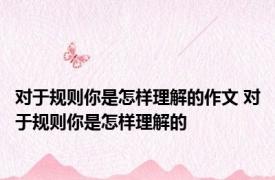 对于规则你是怎样理解的作文 对于规则你是怎样理解的
