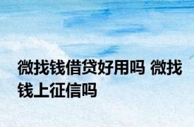 微找钱借贷好用吗 微找钱上征信吗