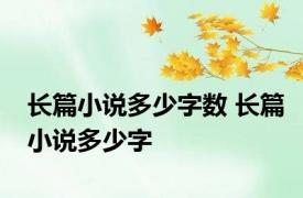 长篇小说多少字数 长篇小说多少字