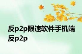 反p2p限速软件手机端 反p2p 