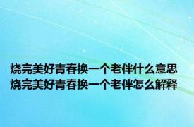 烧完美好青春换一个老伴什么意思 烧完美好青春换一个老伴怎么解释