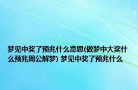 梦见中奖了预兆什么意思(做梦中大奖什么预兆周公解梦) 梦见中奖了预兆什么