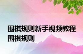 围棋规则新手视频教程 围棋规则