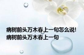 病树前头万木春上一句怎么说! 病树前头万木春上一句