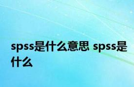 spss是什么意思 spss是什么