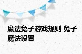 魔法兔子游戏规则 兔子魔法设置 