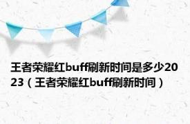 王者荣耀红buff刷新时间是多少2023（王者荣耀红buff刷新时间）