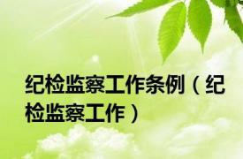 纪检监察工作条例（纪检监察工作）