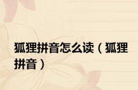 狐狸拼音怎么读（狐狸拼音）