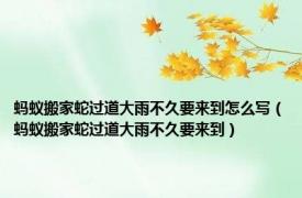 蚂蚁搬家蛇过道大雨不久要来到怎么写（蚂蚁搬家蛇过道大雨不久要来到）