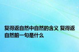 复得返自然中自然的含义 复得返自然前一句是什么