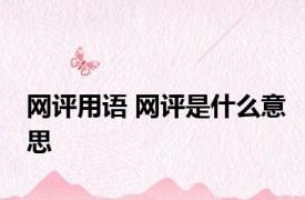 网评用语 网评是什么意思