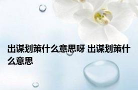 出谋划策什么意思呀 出谋划策什么意思