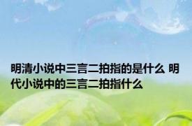 明清小说中三言二拍指的是什么 明代小说中的三言二拍指什么