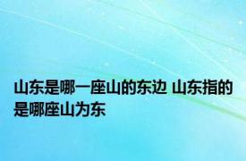 山东是哪一座山的东边 山东指的是哪座山为东