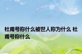 杜甫号称什么被世人称为什么 杜甫号称什么