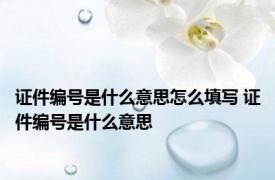 证件编号是什么意思怎么填写 证件编号是什么意思