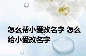怎么帮小爱改名字 怎么给小爱改名字