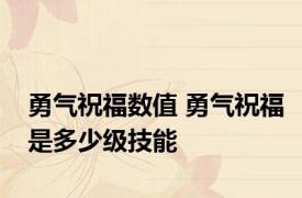 勇气祝福数值 勇气祝福是多少级技能