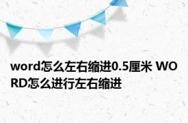 word怎么左右缩进0.5厘米 WORD怎么进行左右缩进