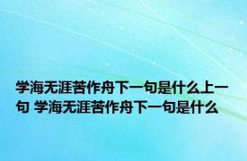学海无涯苦作舟下一句是什么上一句 学海无涯苦作舟下一句是什么