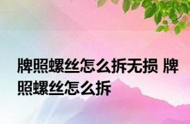 牌照螺丝怎么拆无损 牌照螺丝怎么拆