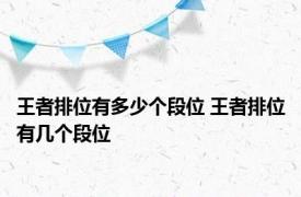 王者排位有多少个段位 王者排位有几个段位