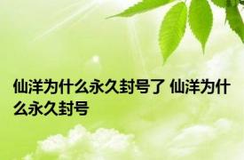 仙洋为什么永久封号了 仙洋为什么永久封号