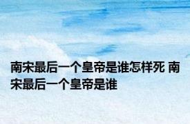 南宋最后一个皇帝是谁怎样死 南宋最后一个皇帝是谁