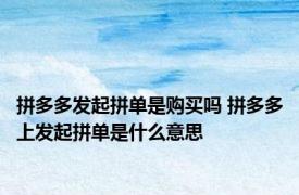 拼多多发起拼单是购买吗 拼多多上发起拼单是什么意思