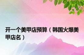开一个美甲店预算（韩国火爆美甲店名）