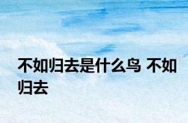不如归去是什么鸟 不如归去 