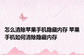 怎么清除苹果手机隐藏内存 苹果手机如何清除隐藏内存