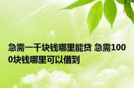 急需一千块钱哪里能贷 急需1000块钱哪里可以借到