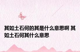 其如土石何的其是什么意思啊 其如土石何其什么意思