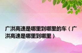 广洪高速是哪里到哪里的车（广洪高速是哪里到哪里）