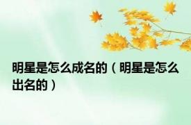 明星是怎么成名的（明星是怎么出名的）