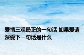 爱情三观最正的一句话 如果爱请深爱下一句话是什么
