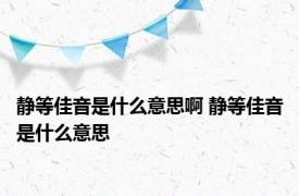 静等佳音是什么意思啊 静等佳音是什么意思