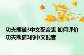 功夫熊猫3中文配音表 如何评价功夫熊猫3的中文配音