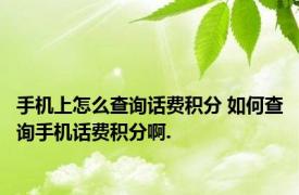 手机上怎么查询话费积分 如何查询手机话费积分啊.