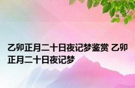 乙卯正月二十日夜记梦鉴赏 乙卯正月二十日夜记梦 