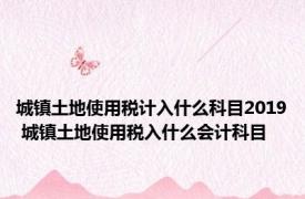 城镇土地使用税计入什么科目2019 城镇土地使用税入什么会计科目