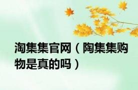 淘集集官网（陶集集购物是真的吗）