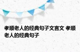 孝顺老人的经典句子文言文 孝顺老人的经典句子