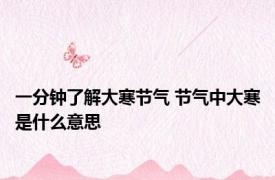 一分钟了解大寒节气 节气中大寒是什么意思