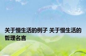 关于慢生活的例子 关于慢生活的哲理名言