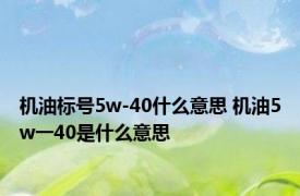 机油标号5w-40什么意思 机油5w一40是什么意思