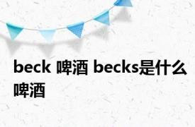 beck 啤酒 becks是什么啤酒