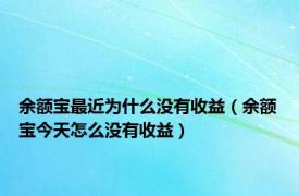 余额宝最近为什么没有收益（余额宝今天怎么没有收益）